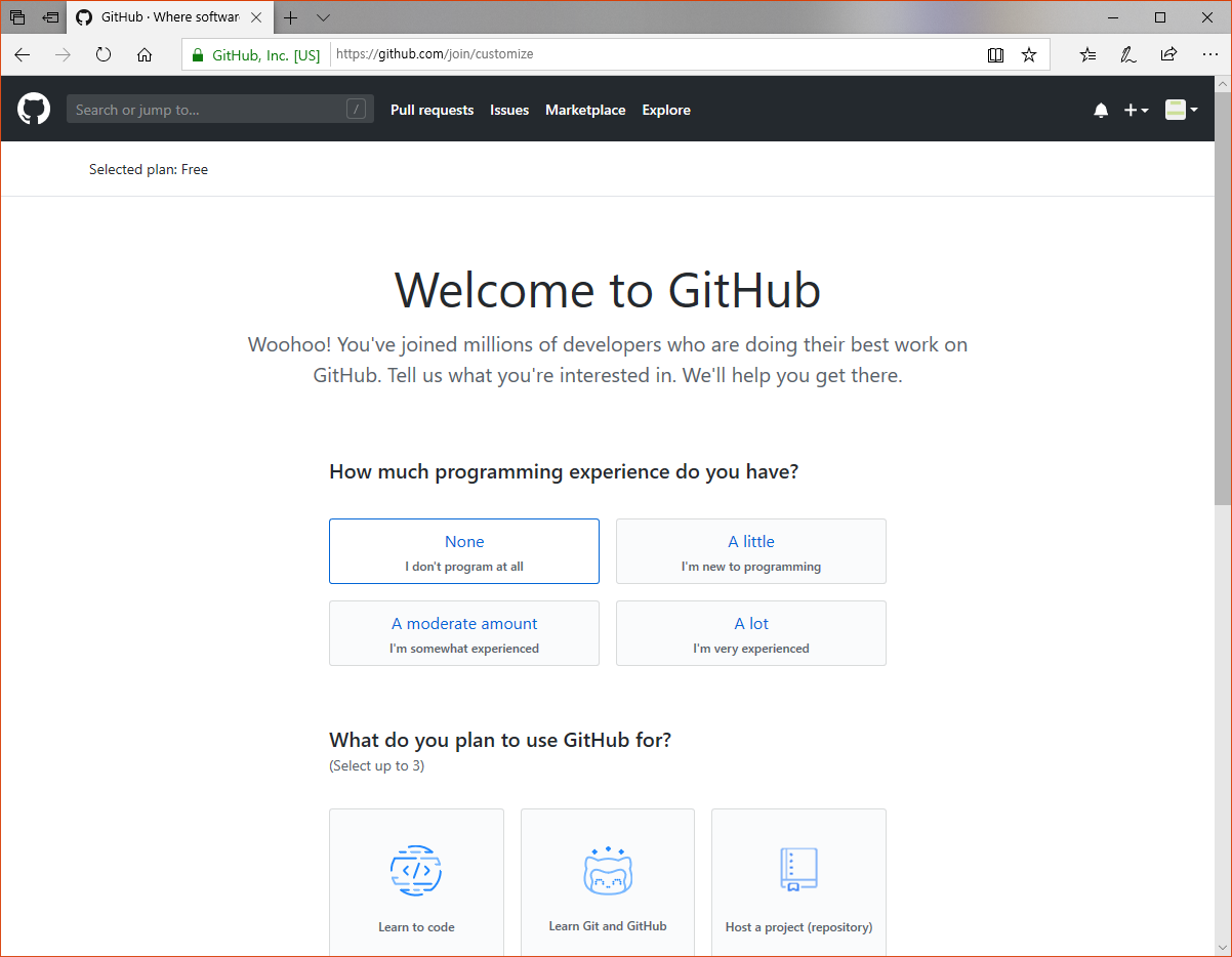 GitHub homepage interested in